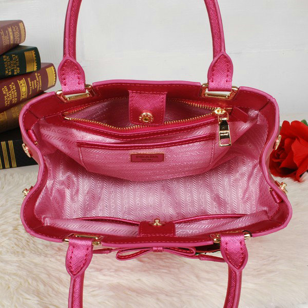 2014 Prada Fluorescence saffiano tote BN2245 rosered